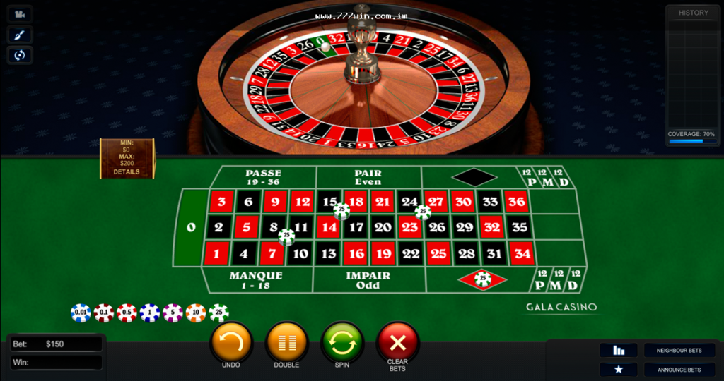Mesa de French Roulette na 777win Brasil